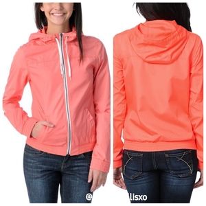 ZUMIEZ ZINE Clothing Neon Coral Windbreaker Rain Jacket